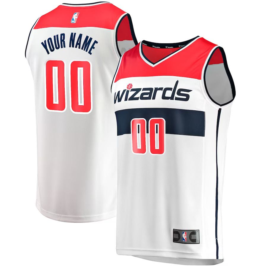 Men Washington Wizards Fanatics Branded White Fast Break Custom Replica NBA Jersey